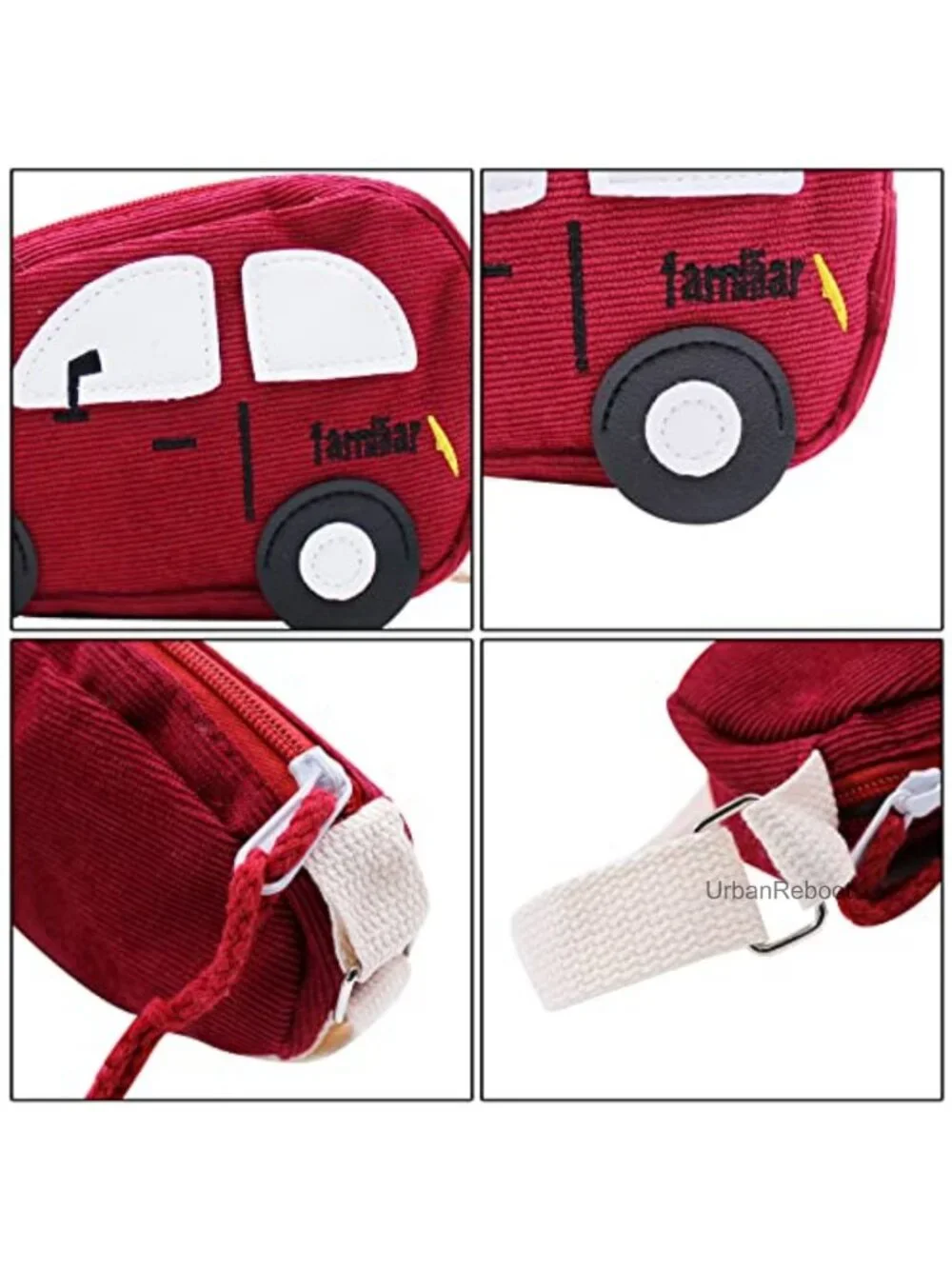 Kids Corduroy Car Shape Crossbody Bag Coin Purse Wallet